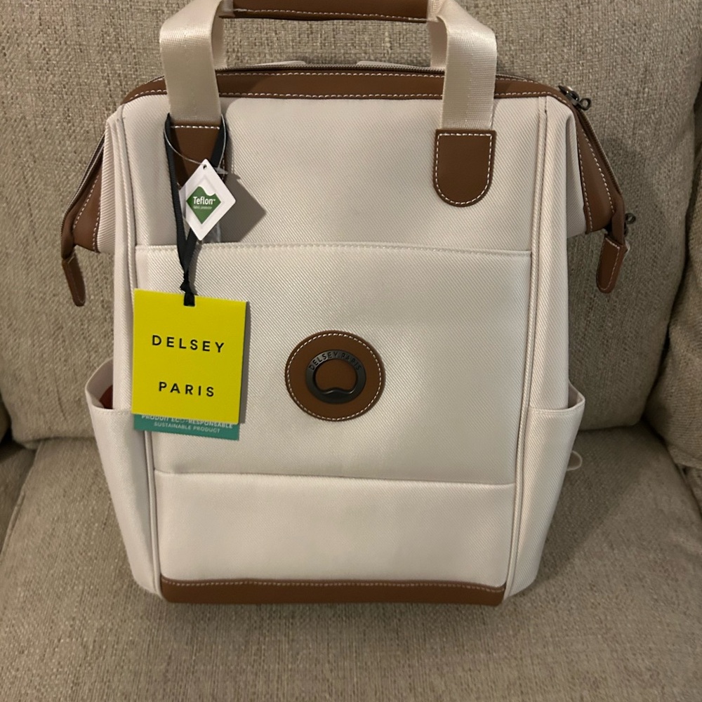 Delsey Paris Cream and Brown Women's Backpack